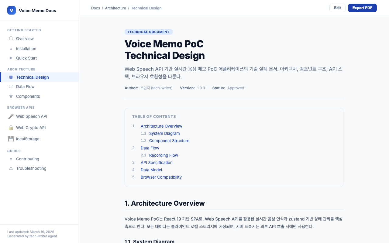 テクニカルライターが生成した技術設計ドキュメント